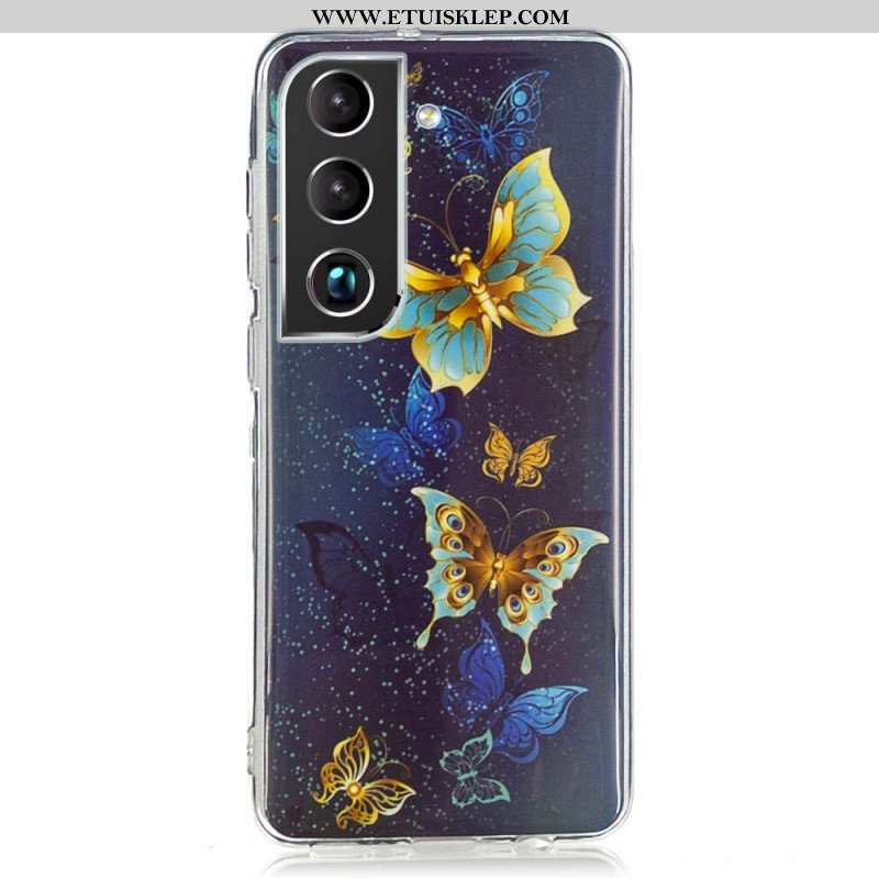 Etui do Samsung Galaxy S22 5G Fluorescencyjne Niebieskie Motyle